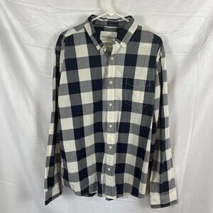 Aeropostale Men's Button-Up Long Sleeve Casual Shirt Black Plaid Size XL